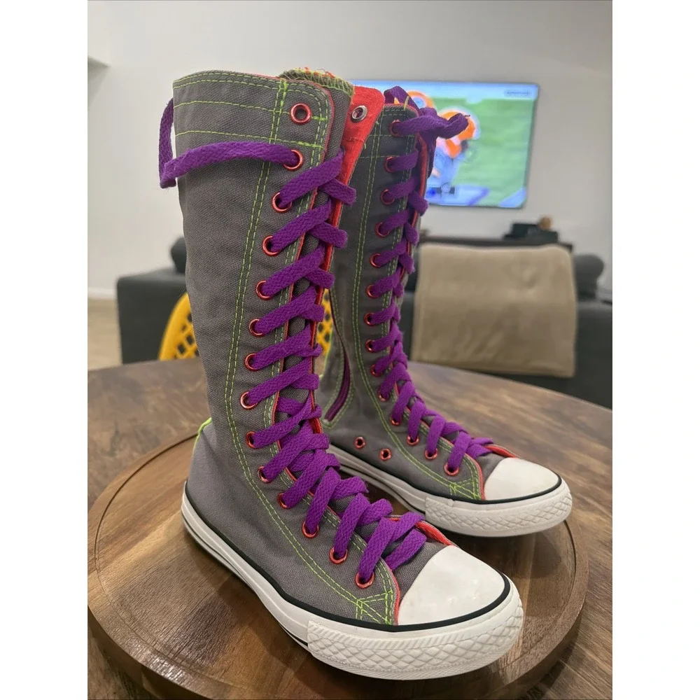 Rare Converse XX-Hi Sneakers Junior Kids Size 1 Knee High Canvas Boots A12756C